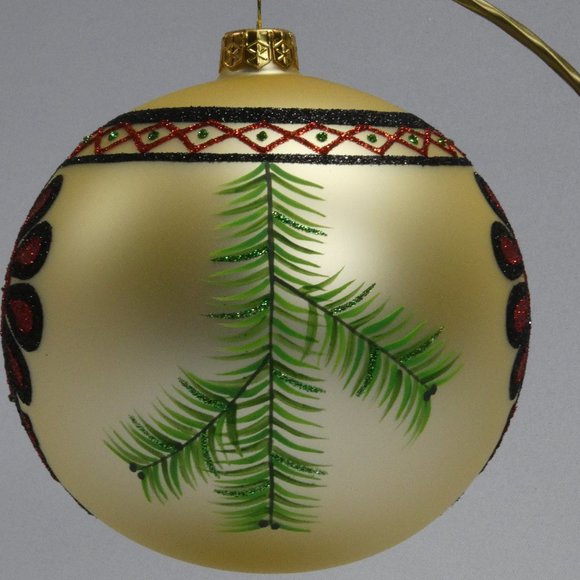 "POLISH GALLERY" Polish Folk Art Christmas Ornament Hand Made Glass Ball 5 In - Picture 3 of 6